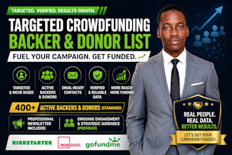 provide targeted crowdfunding backer, donor list kickstarter indiegogo gofundme