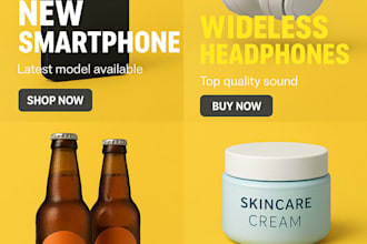 make high quality product showcase posters for amazon, shopify, and facebook ads