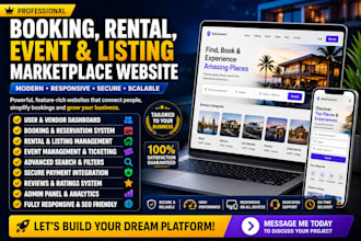build a professional booking, rental, event, listing marketplace website