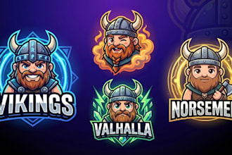 do a viking mascot logo unique with t shirt design