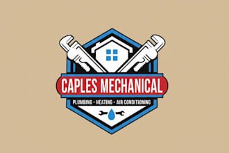 create attractive plumbing heating hvac home logo design