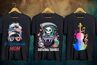 create professional custom t shirt designs for pod etsy merch and shopify