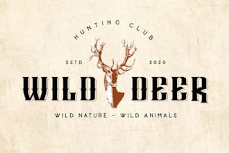 do a unique deer hunting logo with t shirt design
