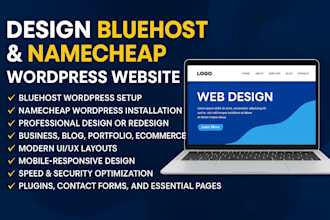 design bluehost wordpress website, redesign bluehost website namecheap website