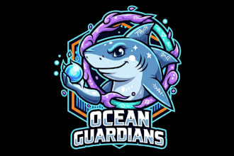 design a clean shark mascot logo with t shirt design