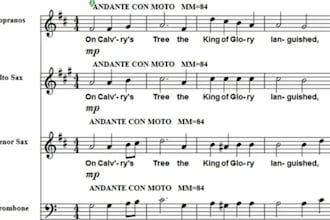 arrange custom vocal sheet music notation for choir piano accompaniment concert