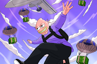 draw 2d your memecoin mascot in multiple poses with high quallity