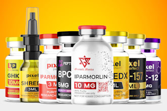 do peptide vial label, product label design, vials label design