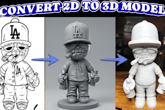 convert 2d to 3d model image to 3d printable stl 3d toy for 3d printing