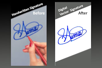 trace and convert handwritten signature into modern digital vector