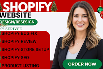 do shopify store setup shopify product listing  SEO cro review bug fix redesign