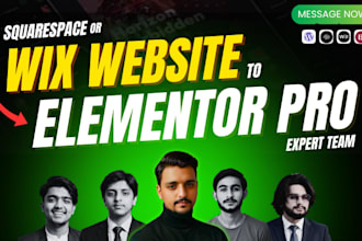 convert your squarespace or wix website to elementor pro