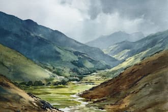 do creative watercolor landscape art