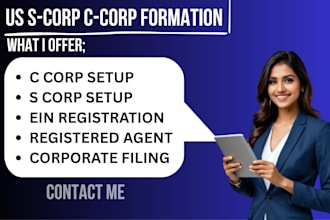 set up us s corp or c corp and ein for non resident founders
