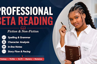 do beta reading, alpha reading, structural and developmental edit, copy edit