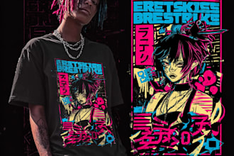 cyberpunk or 90s retro japanese or anime streetwear style