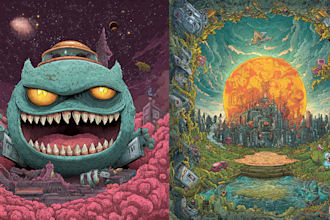 draw eye catching cartoon album cover art, music cover art