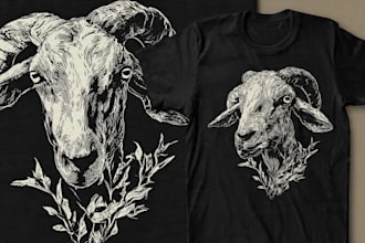 create animal linocut tshirt design for brands