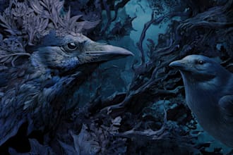 create dark art, surreal digital art, mural and anything