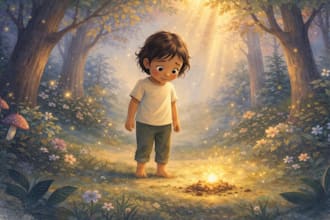 do children story book illustration, watercolor picture book illustration design
