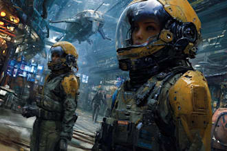 a sci fi character illustration or sci fi character