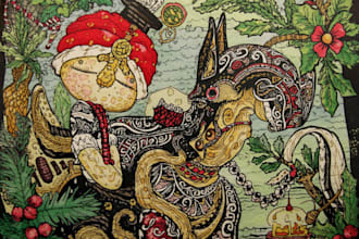 draw unique christmas illustration