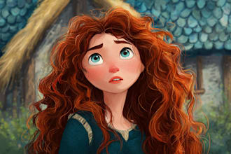 illustrate unique disney portrait painting