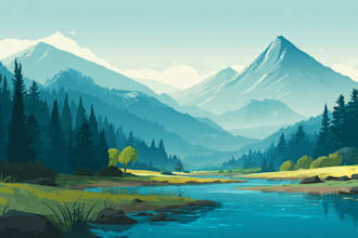 draw professional vector landscape illustration
