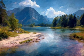 draw digital landscape oil painting from your photo