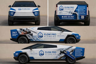 create tesla cyber truck wrap, truck wrap, van wrap, car any vehicle wrap design