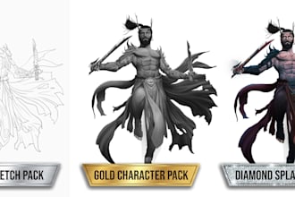 illustrate epic game character art or splash art