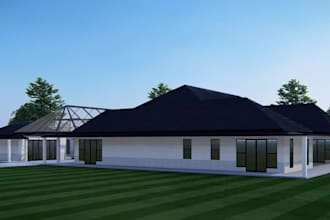 3d luxury style villa, sweethome design, garden, atrium roof house, glass house