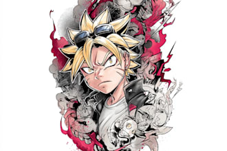 make comic cartoon anime tattoo design