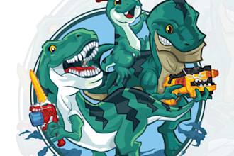 create a unique t rex illustration for your t shirt or merch