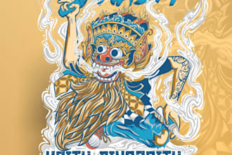 draw a traditional barong creature in detailed cultural style
