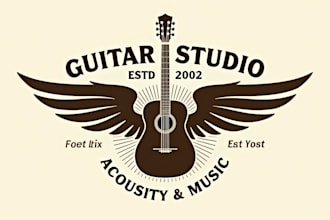 make eye catching winged guitar logo