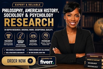 write philosophy, american history, sociology and psychology research