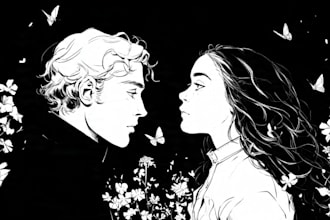 draw simple black and white illustration