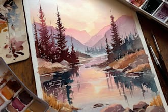 make watercolor landscape design
