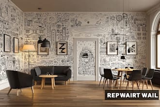 design creative wall art, doodle, decals, murals