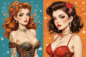 pin up art and pin up girl illustration