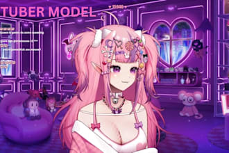 create design custom 3d vtuber model with full rigging, vrm, and streaming setup