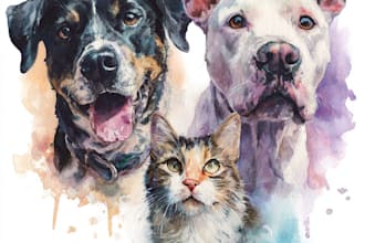 create a pet portrait, dog portrait cat portrait