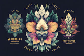 draw floral crest with fantasy or mystical mood