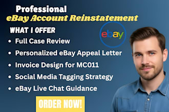 create custom ebay appeal letters, handle mc011 reinstatement, and assist etsy