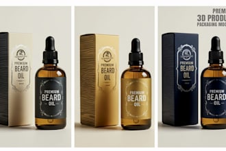 design premium beard oil packaging with 3d product mockups