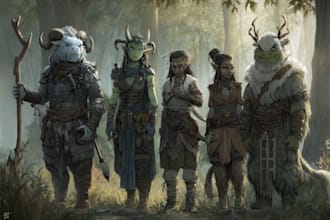 make fantasy or dnd party illustration