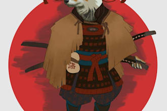 create a samurai dog illustration for your t shirt