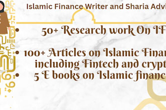 be your islamic finance writer and researcher
