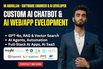 develop ai chatbot,custom ai agent ai web app, gpt automation, rag and langchain